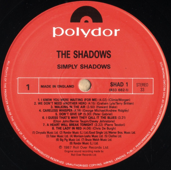 Shadows - Simply ... Shadows - Used Vinyl Record image 3