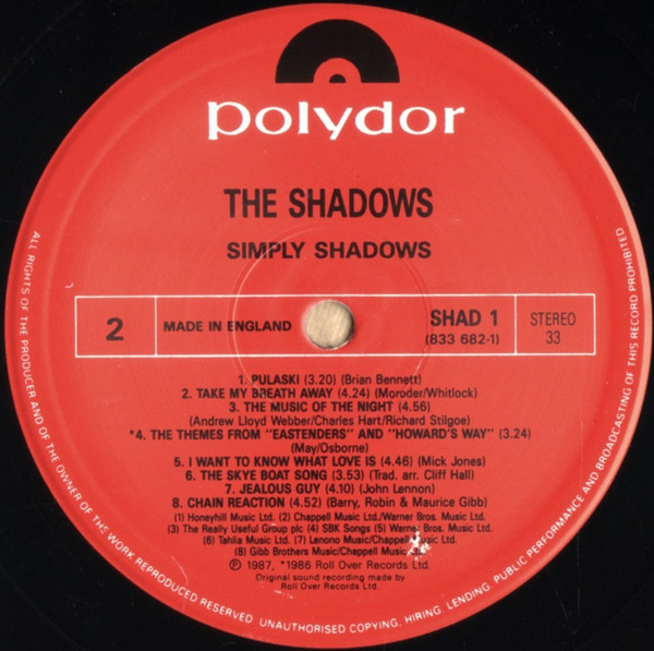 Shadows - Simply ... Shadows - Used Vinyl Record image 4