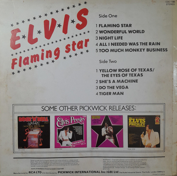 Elvis Presley - Flaming Star - Used Vinyl Record image 2
