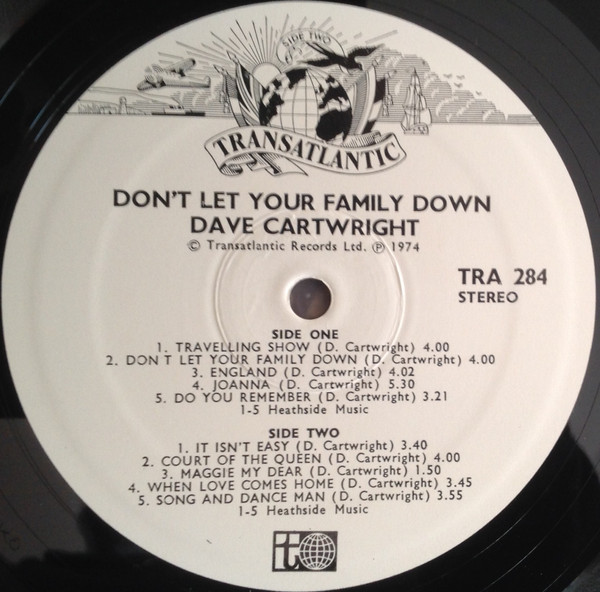 Dave Cartwright - Don't Let Your Family Down - Used Vinyl Record image 4