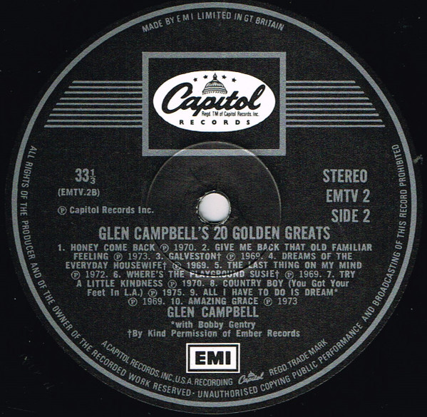 Glen Campbell - 's Twenty Golden Greats - Used Vinyl Record image 4