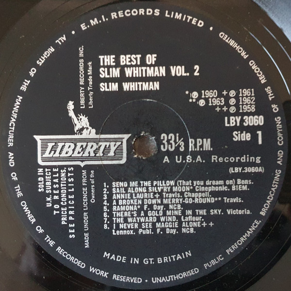 Slim Whitman - Best Of  Volume 2 - Used Vinyl Record image 3