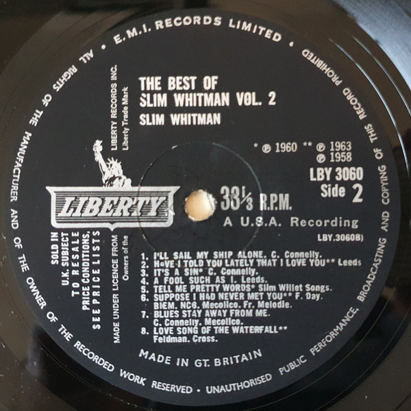 Slim Whitman - Best Of  Volume 2 - Used Vinyl Record image 4