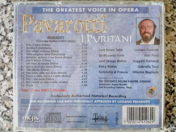 Luciano Pavarotti - I Puritani - Used CD image 2