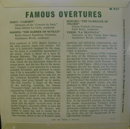 Georges Bizet / Wolf - Famous Overtures - Used Vinyl Record 7" image 2