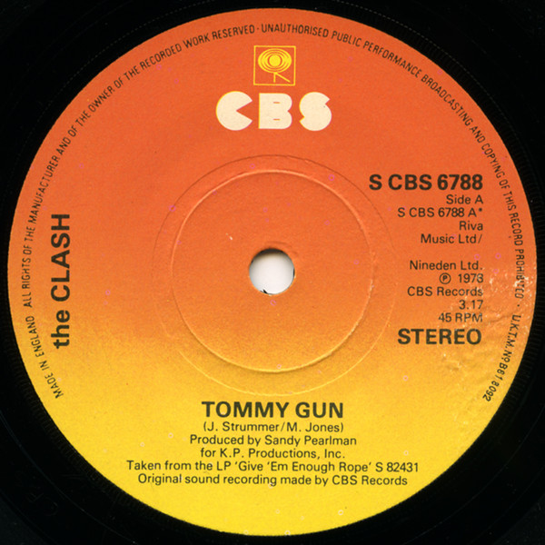 Clash - Tommy Gun - Used Vinyl Record 7" image 3