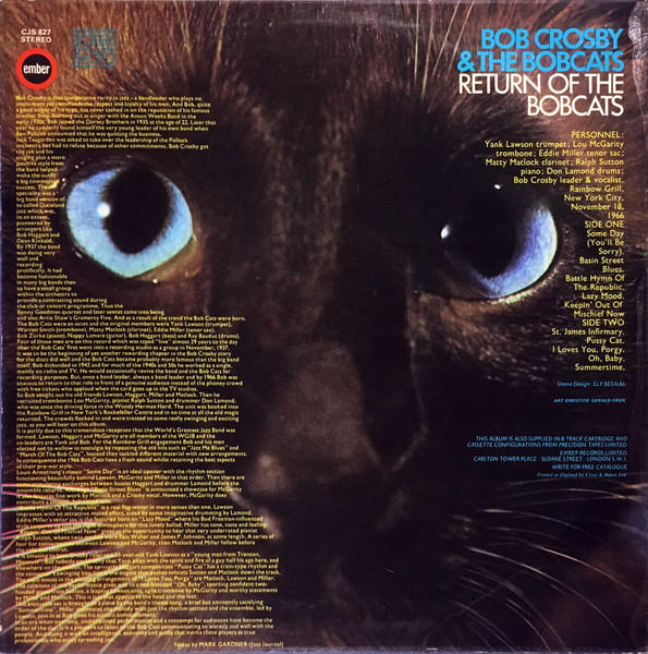 Bob Crosby And The B - Return Of The Bobcats - Used Vinyl Record image 2