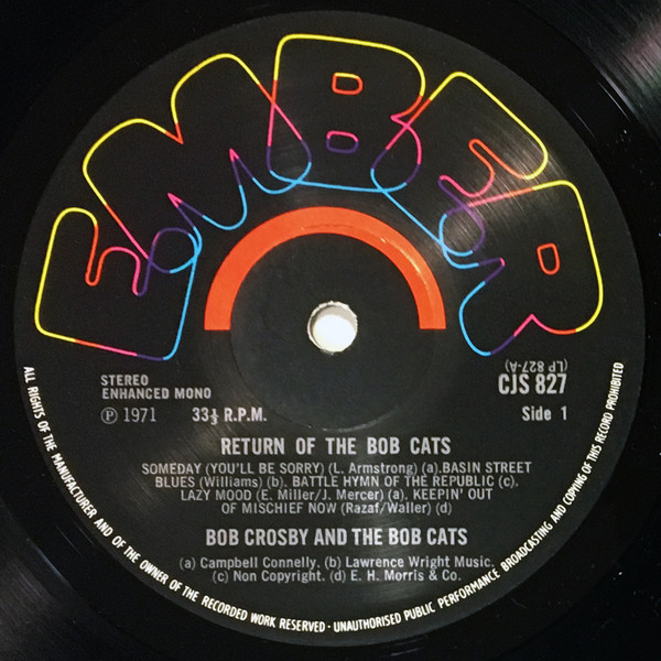 Bob Crosby And The B - Return Of The Bobcats - Used Vinyl Record image 3