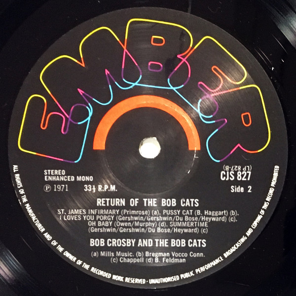 Bob Crosby And The B - Return Of The Bobcats - Used Vinyl Record image 4