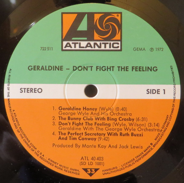 Geraldine - Don't Fight The Feeling - Used Vinyl Record image 3