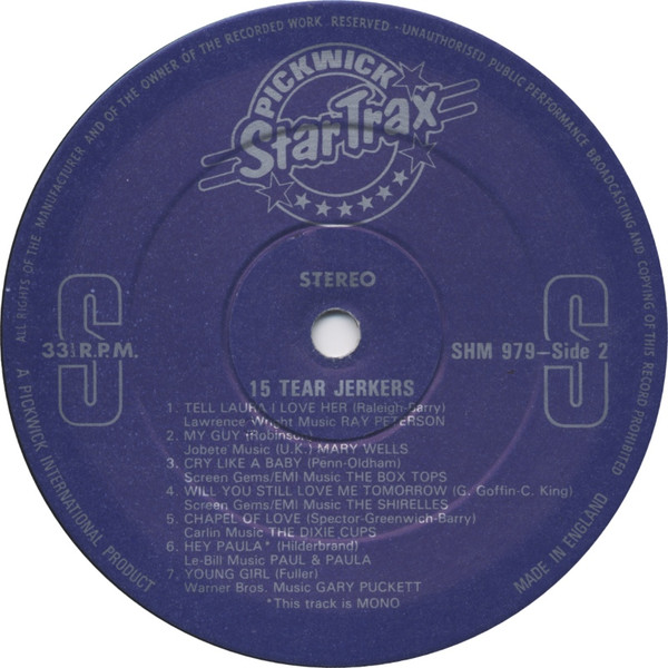 Various - 15 Tear Jerkers - Used Vinyl Record image 4