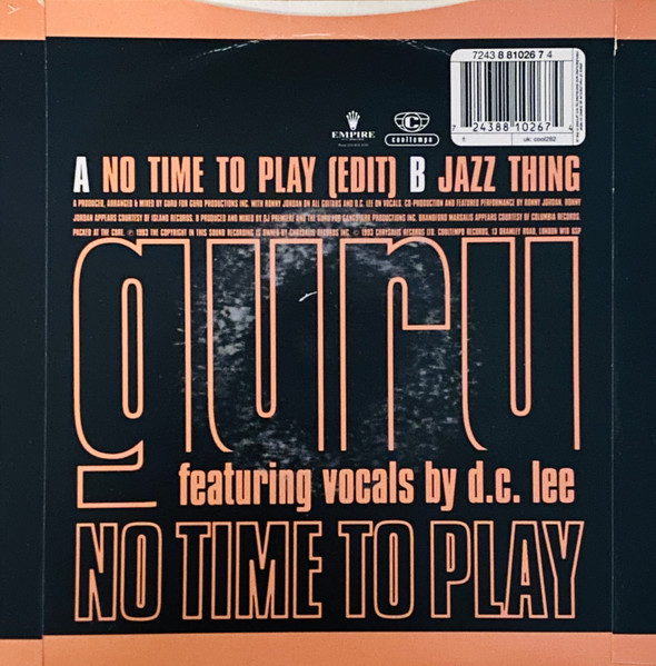 Guru - No Time To Play / Jazz Thing - Used Vinyl Record 7" image 2