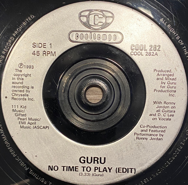 Guru - No Time To Play / Jazz Thing - Used Vinyl Record 7" image 3
