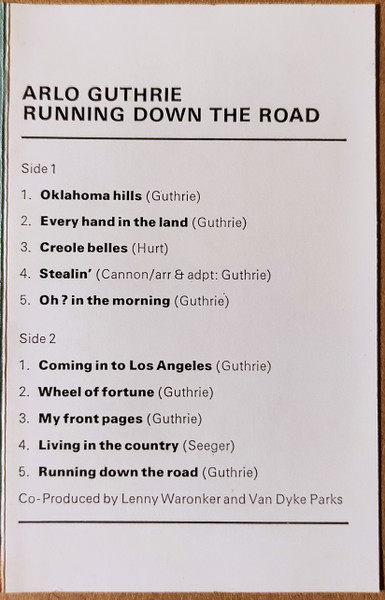 Arlo Guthrie - Running Down The Road - Used cass image 2
