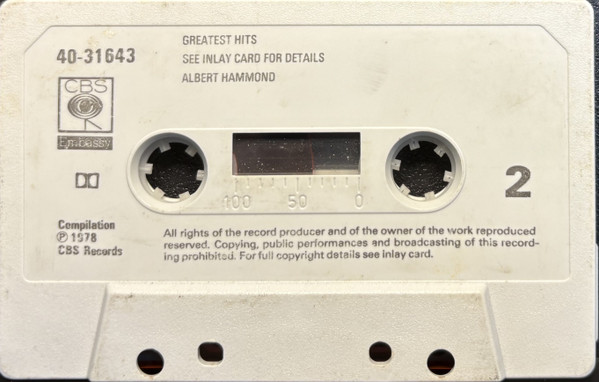 Albert Hammond - Greatest Hits - CBS - Used Cassette image 5