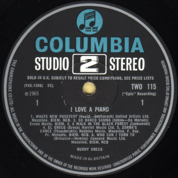 Buddy Greco - I Love A Piano - Used Vinyl Record image 3