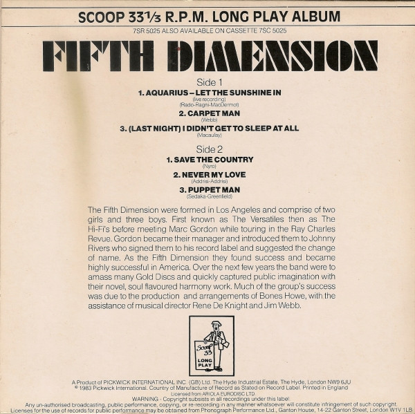 Fifth Dimension - Fifth Dimension - Used Vinyl Record 7" image 2