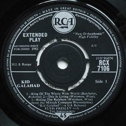 Elvis Presley - Kid Galahad - Used Vinyl Record 7" image 3