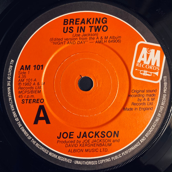 Joe Jackson - Breaking Us In Two - Used Vinyl Record 7" image 3