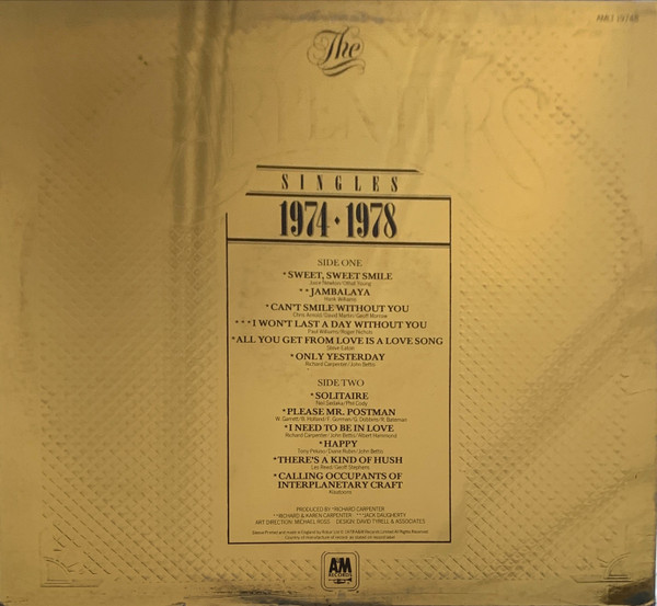 Carpenters - Singles 1974-1978 - Used Vinyl Record image 2