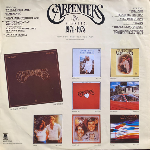 Carpenters - Singles 1974-1978 - Used Vinyl Record image 5