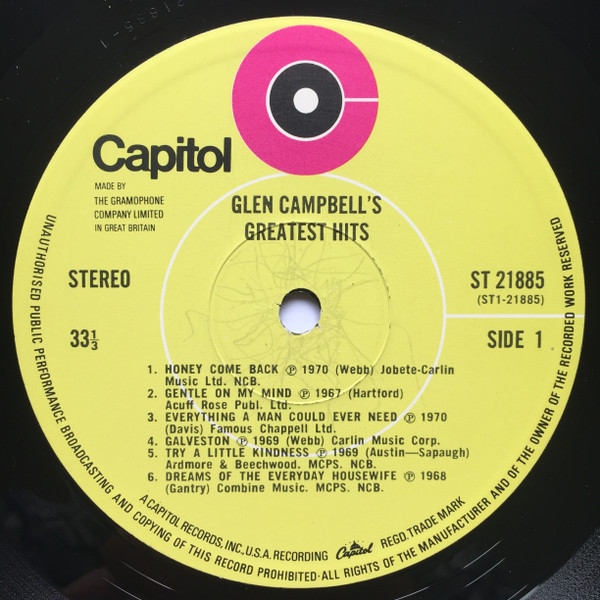 Glen Campbell - 's Greatest Hits - Used Vinyl Record image 3