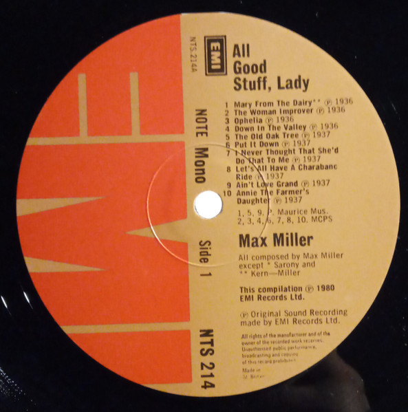 Max Miller - All Good Stuff, Lady! - Used Vinyl Record image 3