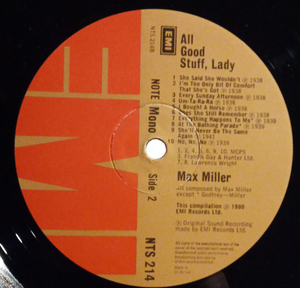 Max Miller - All Good Stuff, Lady! - Used Vinyl Record image 4