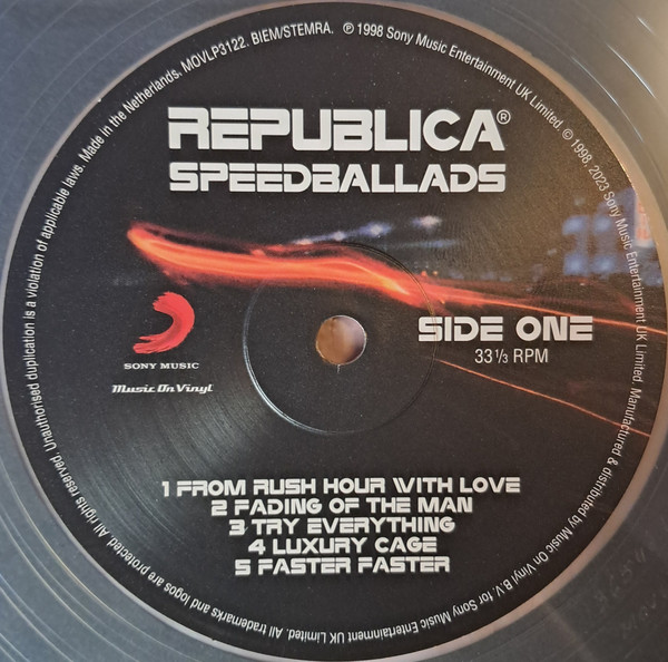 Republica - Speed Ballads - Vinyl Record lp image 3