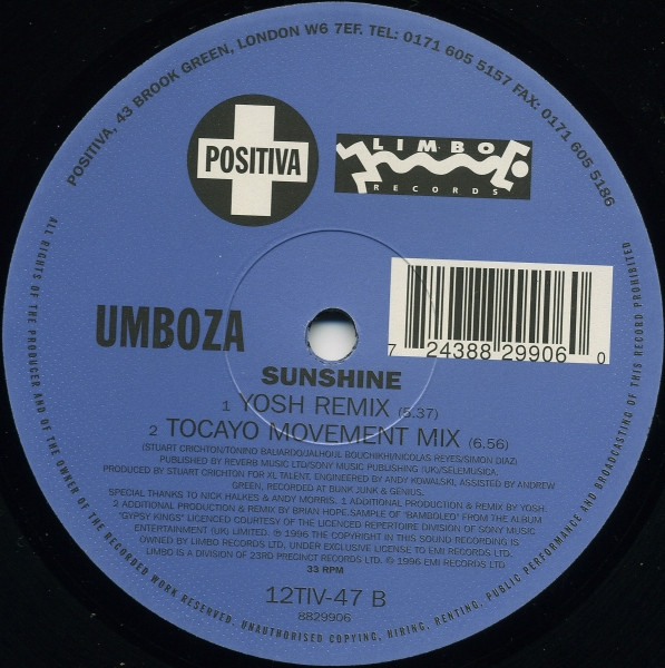 Umboza - Sunshine - Used Vinyl Record 12" image 3