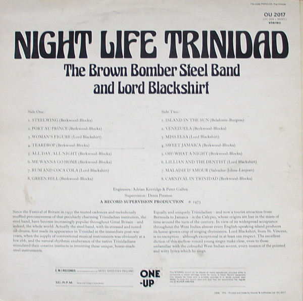 Brown Bomber Steel B - Night Life Trinidad - Used Vinyl Record image 4