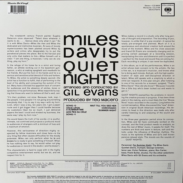 Miles Davis - Quiet Nights - Vinyl Record lp image 2