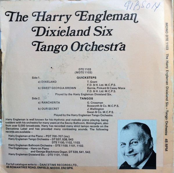 Harry Engleman Dixie - Quickstep - Tango - Used Vinyl Record 7" image 2
