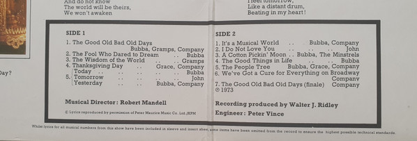 Anthony Newley - Good Old Bad Old Days (Original London Cast Recording) image 8
