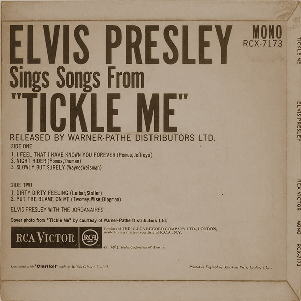 Elvis Presley - Tickle Me - Used Vinyl Record 7" image 2