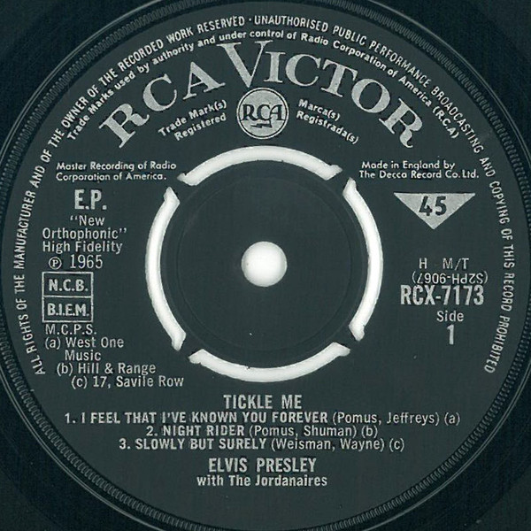 Elvis Presley - Tickle Me - Used Vinyl Record 7" image 3