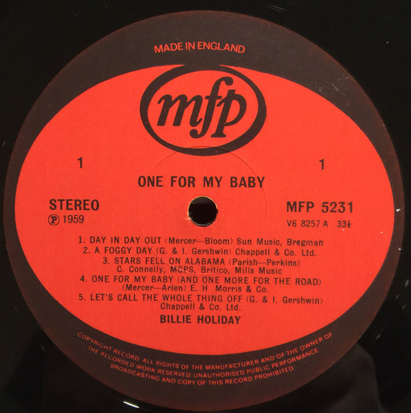 Billie Holiday - One For My Baby - Used Vinyl Record image 3