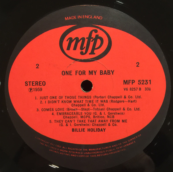 Billie Holiday - One For My Baby - Used Vinyl Record image 4