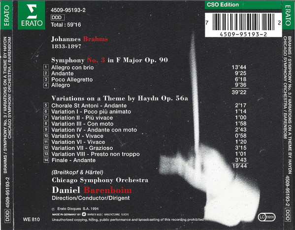 Johannes Brahms - Symphonies No. 3 / Variations On A Theme By Haydn - image 2