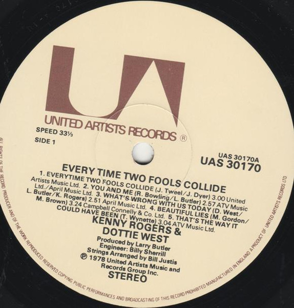 Kenny Rogers - Every Time Two Fools Collide - Used Vinyl Record image 3