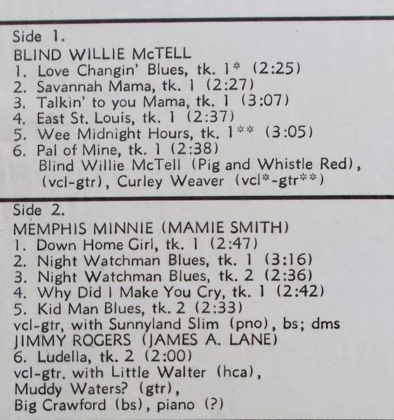 Blind Willie McTell - Love Changin' Blues - Used Vinyl Record image 3