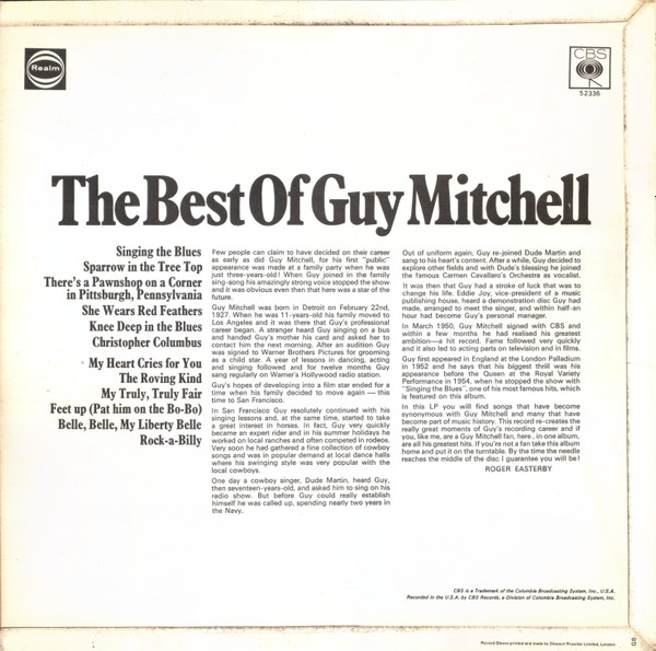 Guy Mitchell - Best Of - Used Vinyl Record image 2