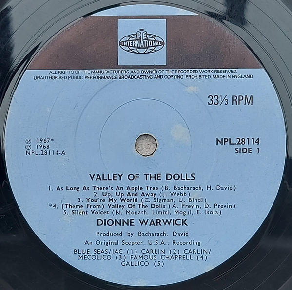 Dionne Warwick - Valley Of The Dolls - Used Vinyl Record image 3