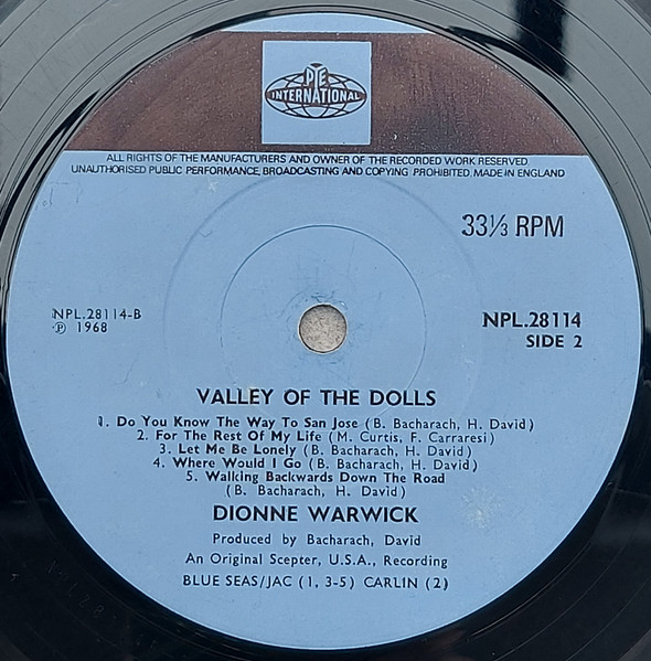 Dionne Warwick - Valley Of The Dolls - Used Vinyl Record image 4