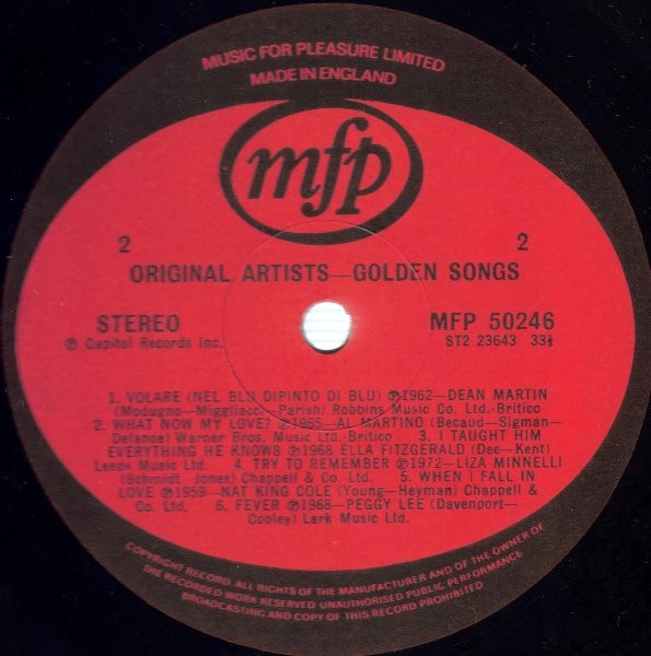 Various - Original Artists - Golden Songs - Used Vinyl Record image 4