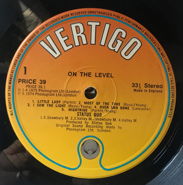 Status Quo - On The Level - Used Vinyl Record image 3