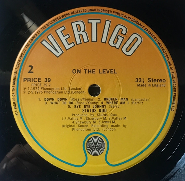 Status Quo - On The Level - Used Vinyl Record image 4