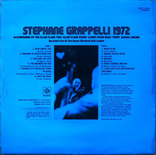 Stephane Grappelli - 1972 (Recorded Live At The Queen Elizabeth Hall image 2