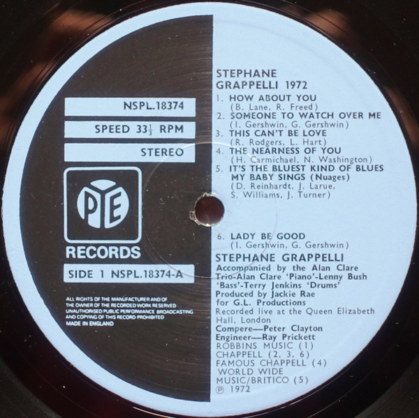 Stephane Grappelli - 1972 (Recorded Live At The Queen Elizabeth Hall image 3