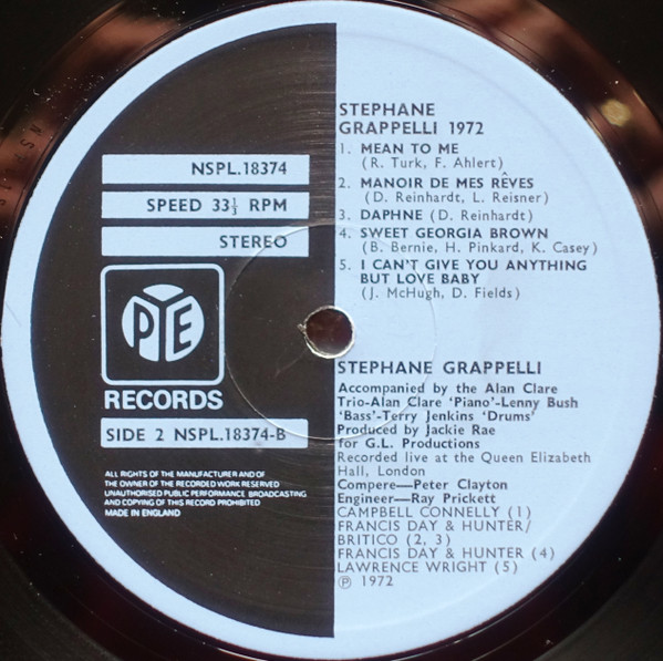 Stephane Grappelli - 1972 (Recorded Live At The Queen Elizabeth Hall image 4